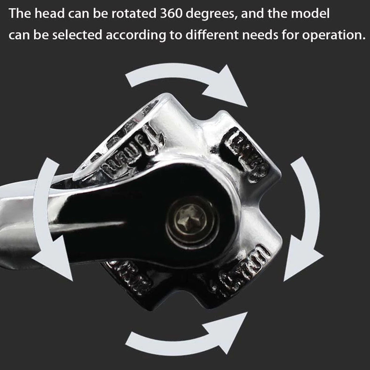 Universal socket wrench engaging a hex bolt, showcasing its adaptability for different fasteners.