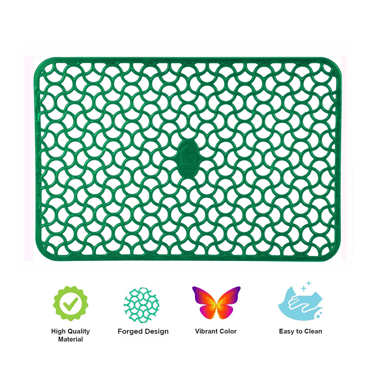 Close-up of durable PVC mats inside a fridge drawer.