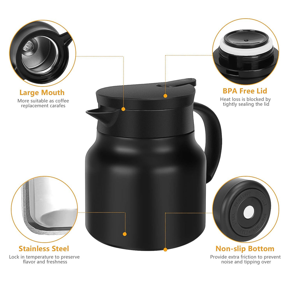 Own Hydrate Thermal Coffee Carafe and matching bottle filled with hot beverage.