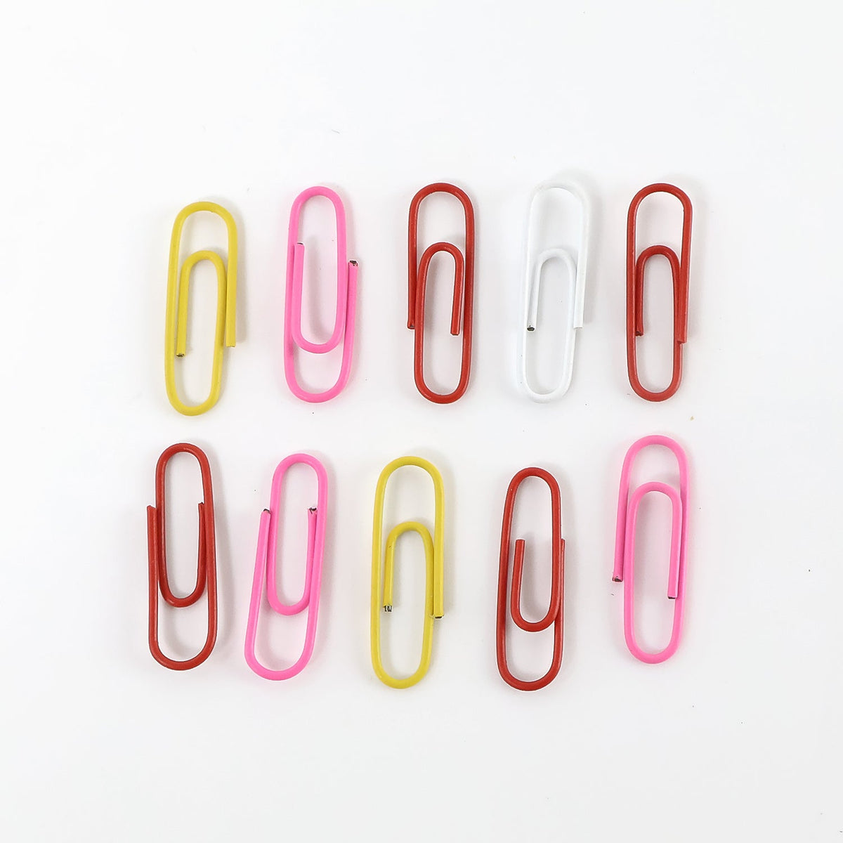 Brightly coloured vinyl-coated paper clips, perfect for school projects and office organizing.