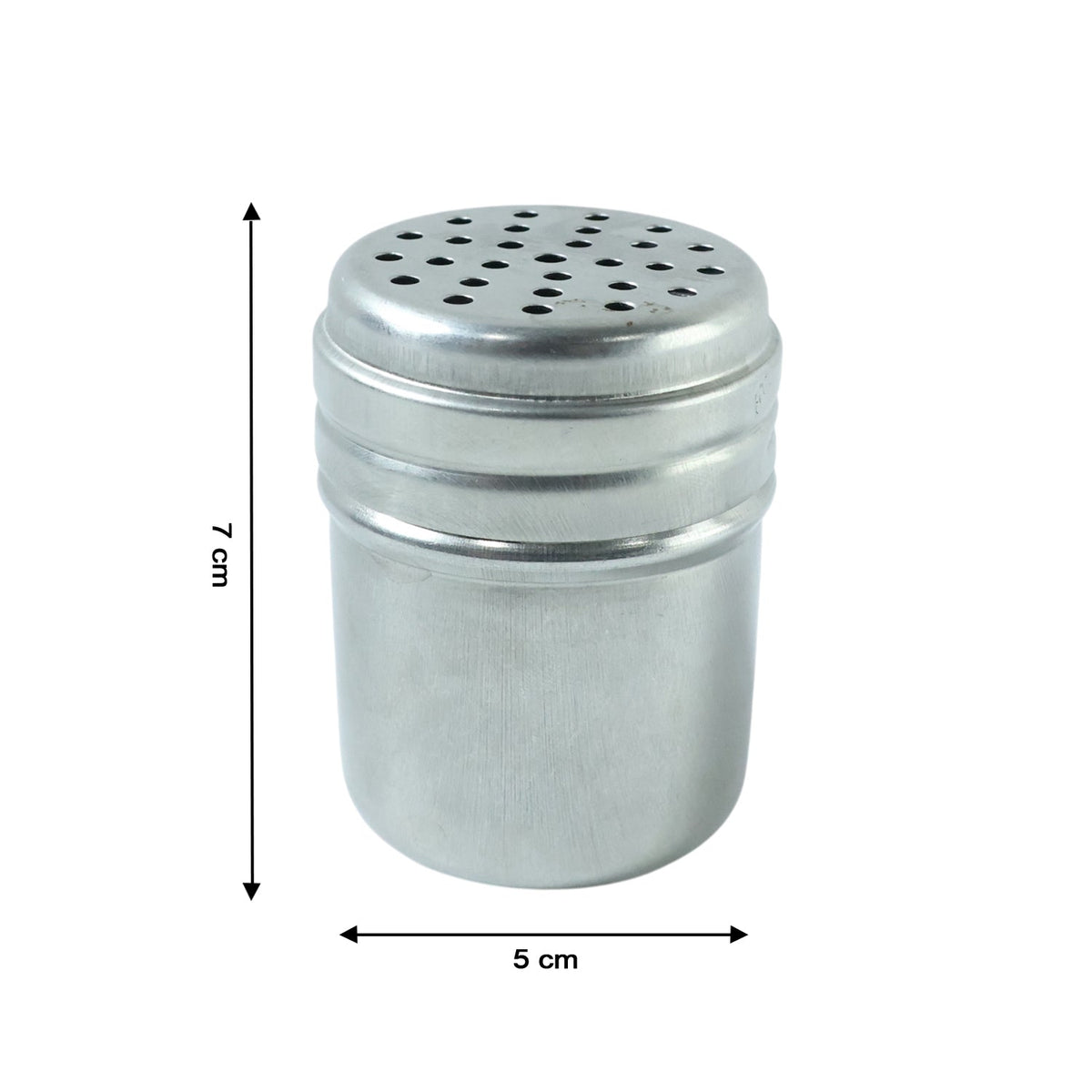 Neutral image of kitchen container for spices made of stainless steel