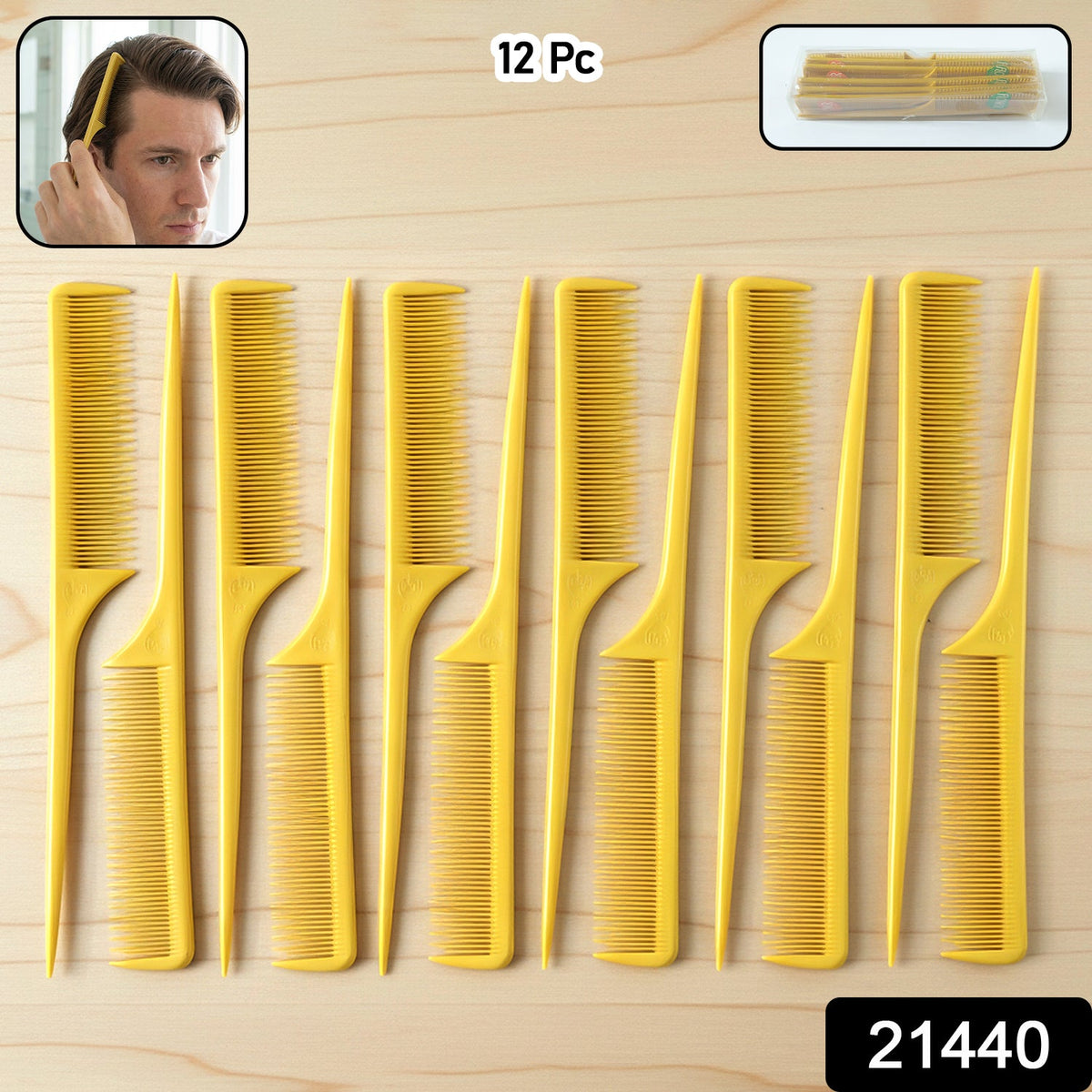 Salon use tail comb set for hair sectioning and styling