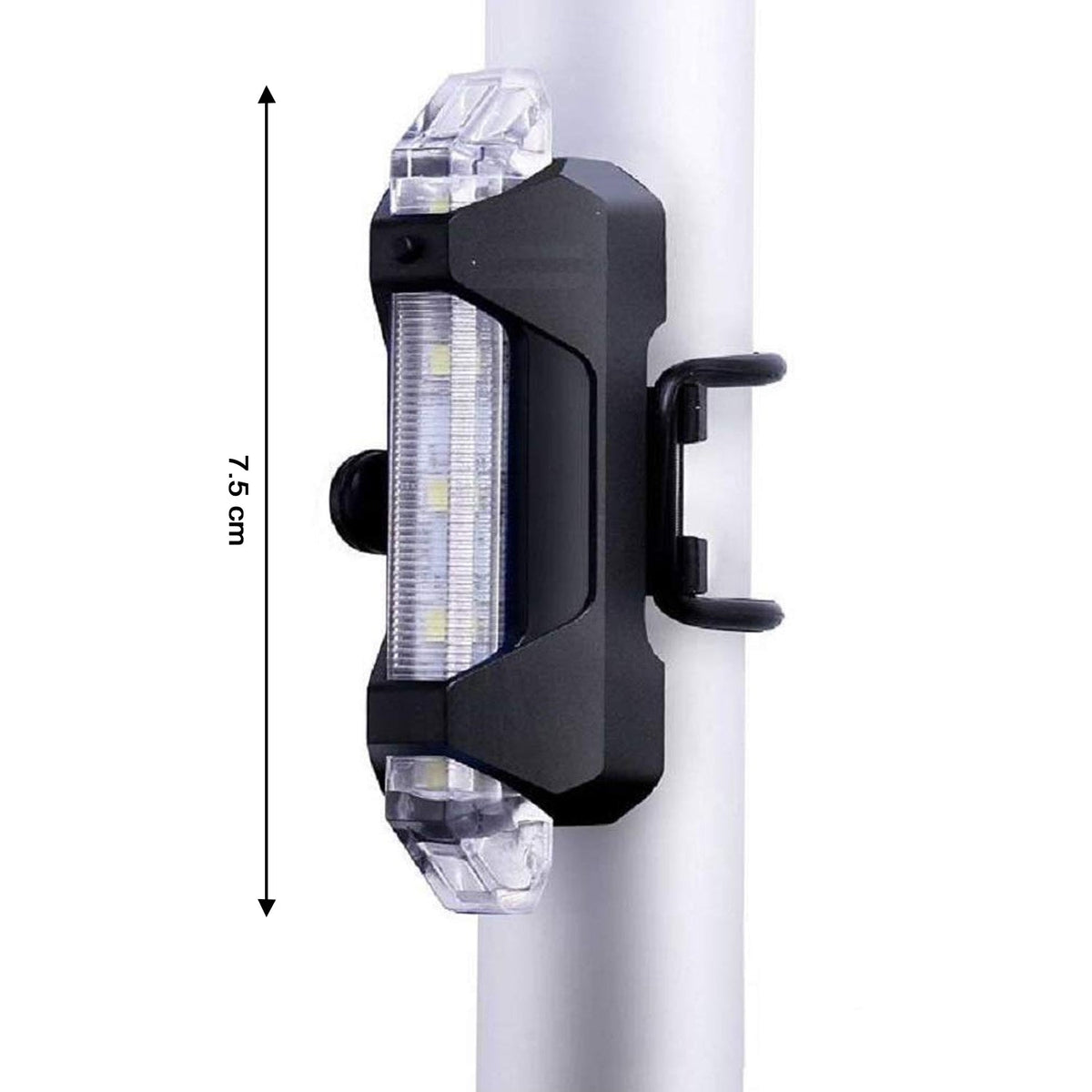 Waterproof USB rechargeable bicycle light enduring splashes highlights durability.