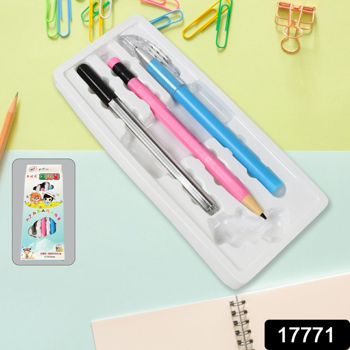 Set of auto-feeding mechanical pencils with playful dolphin-shaped covers and lead refills.
