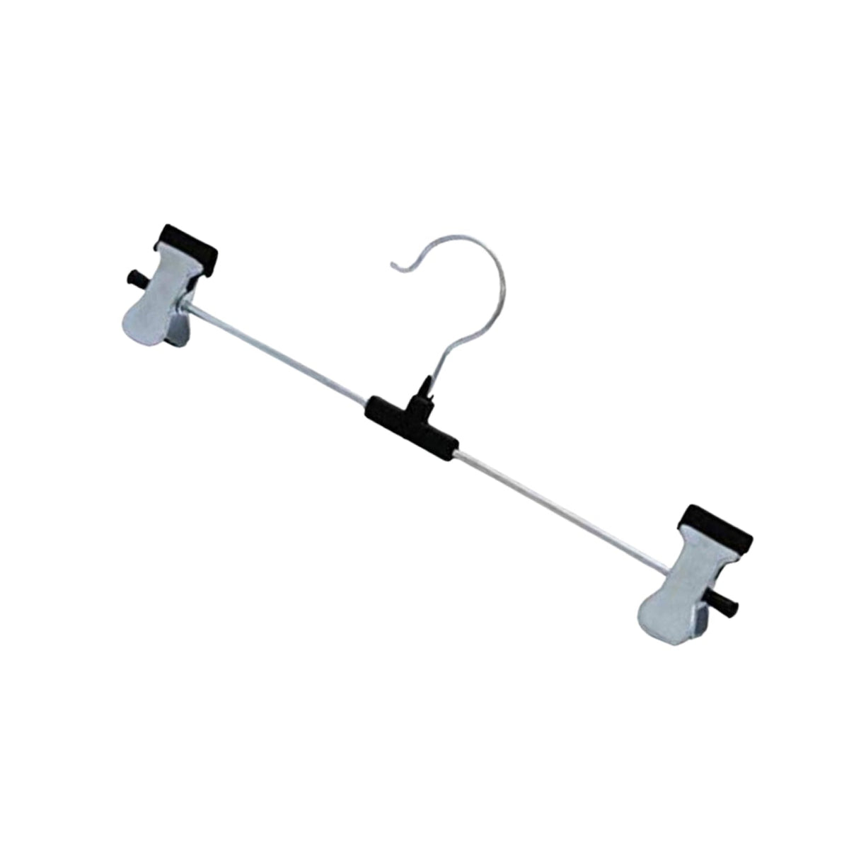 Pack of 12 durable stainless steel hangers with versatile adjustable clips.