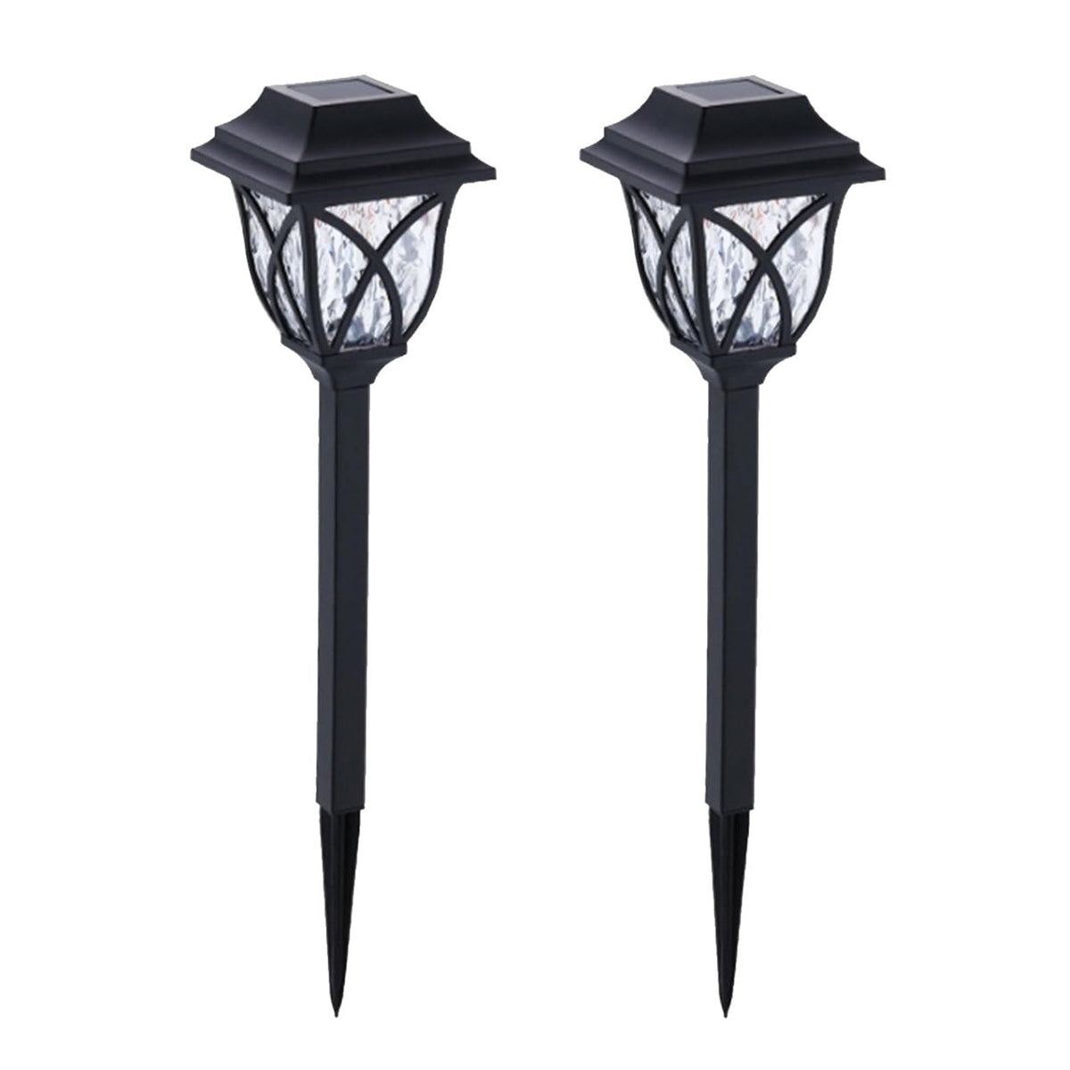 FitFuzion solar pathway lights casting bright, artistic patterns on a dark garden path, enhancing outdoor decor.