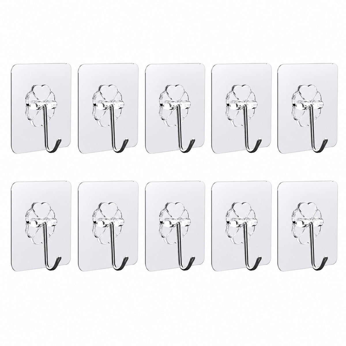Transparent adhesive hooks set on wall