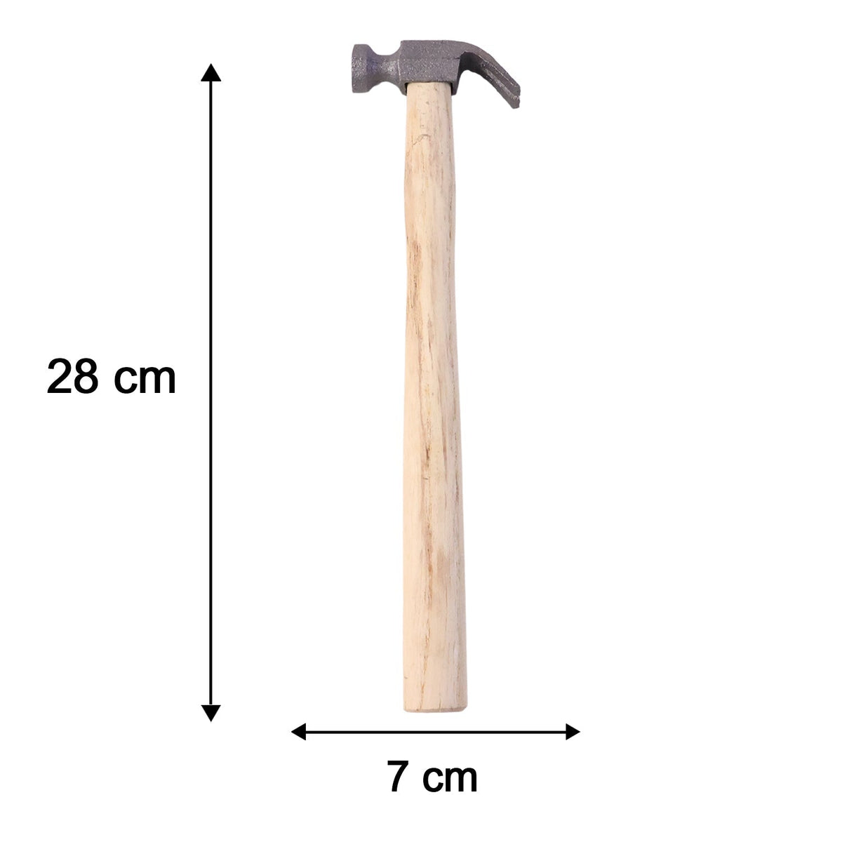 Dimensions of wooden handle claw hammer for carpentry
