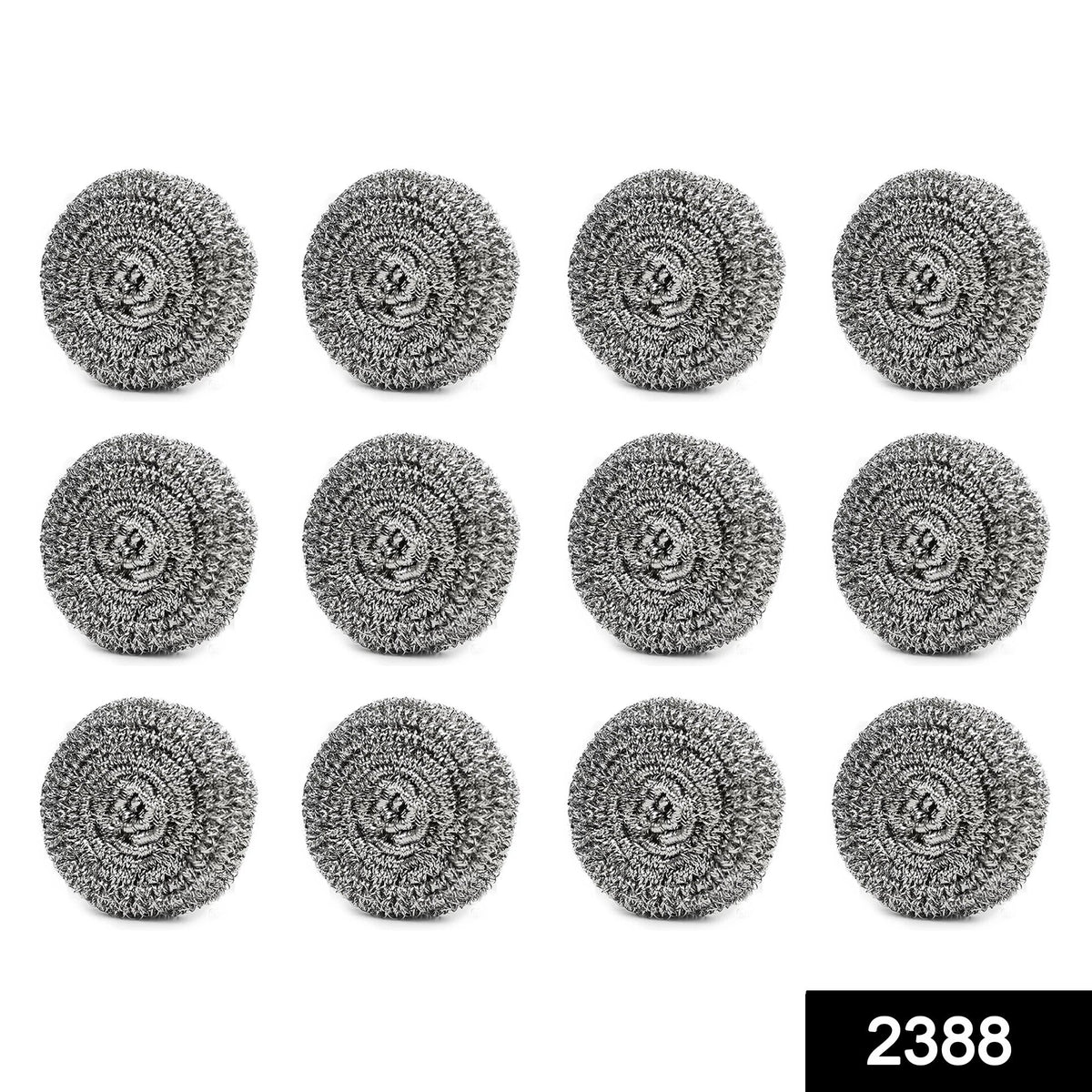 Close-up of a single stainless steel scrubber ball, showcasing its durable wire mesh.