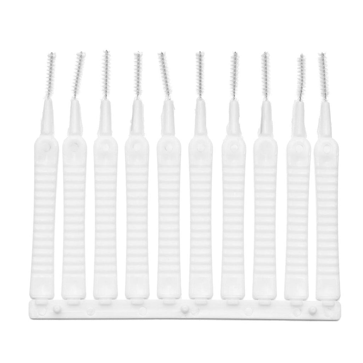 Close-up of the anti-clogging shower head cleaning brushes, highlighting their fine bristles.