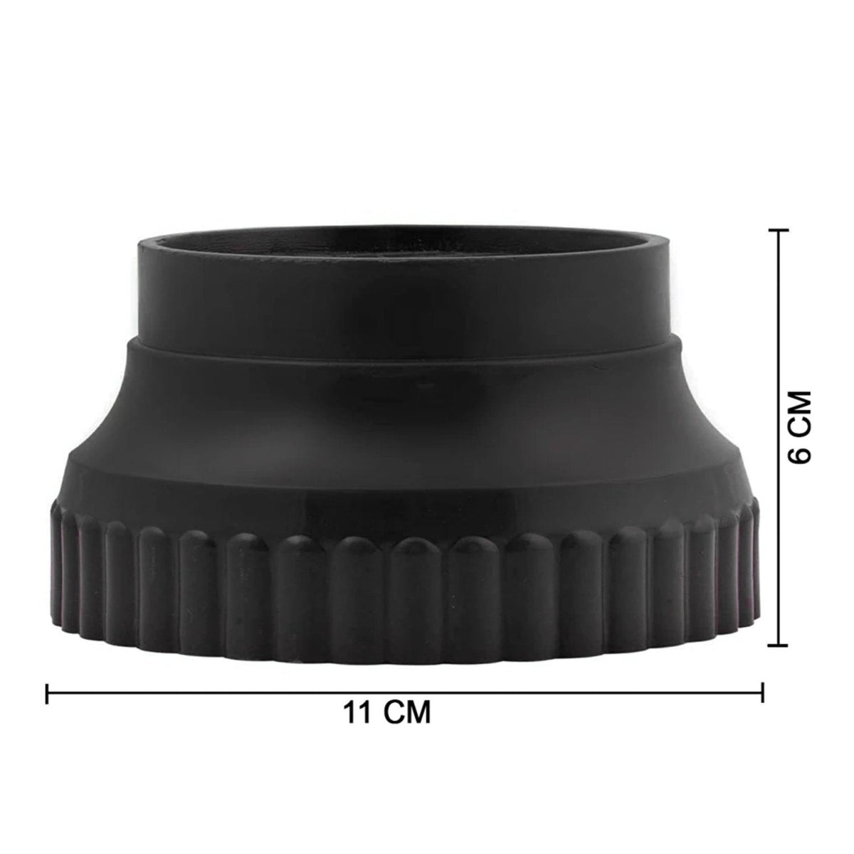 Side profile of a round black plastic leg, designed for stable furniture elevation.