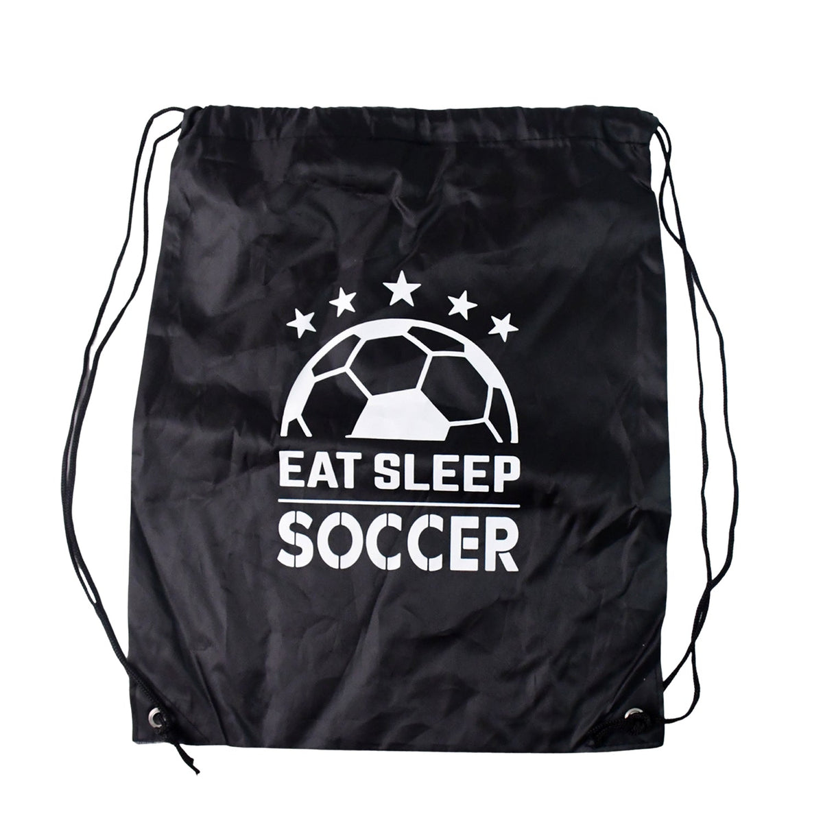 Front view of the sleek black Drawstring Sport Backpack.