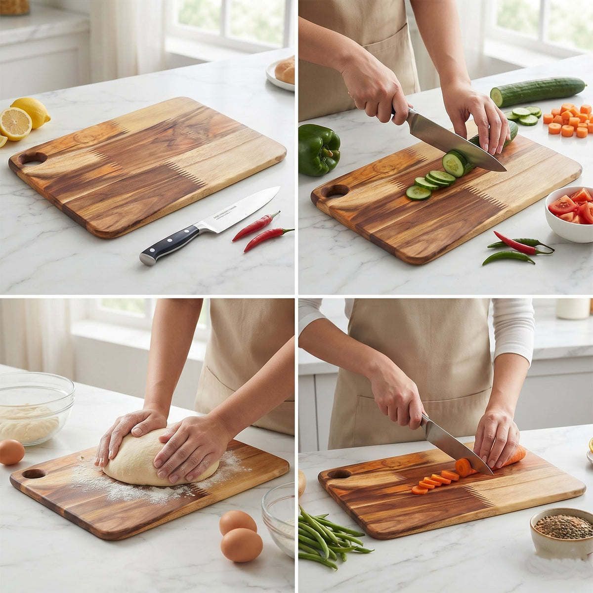 Reversible wooden cutting board, 10 x 14 inch, for home cooking