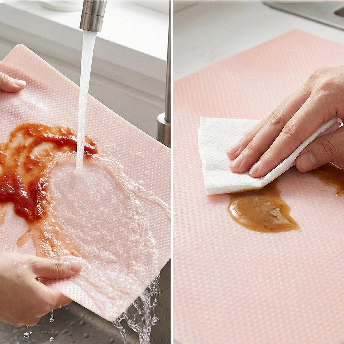 Versatile transparent kitchen shelf liner sheets used as fridge shelf liners
