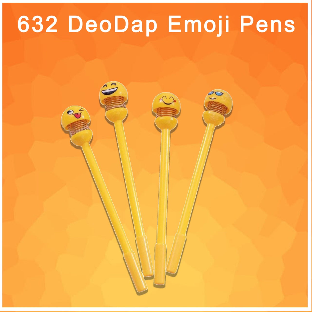 Bright yellow smiley face emoji pens, bringing cheer to your desk.